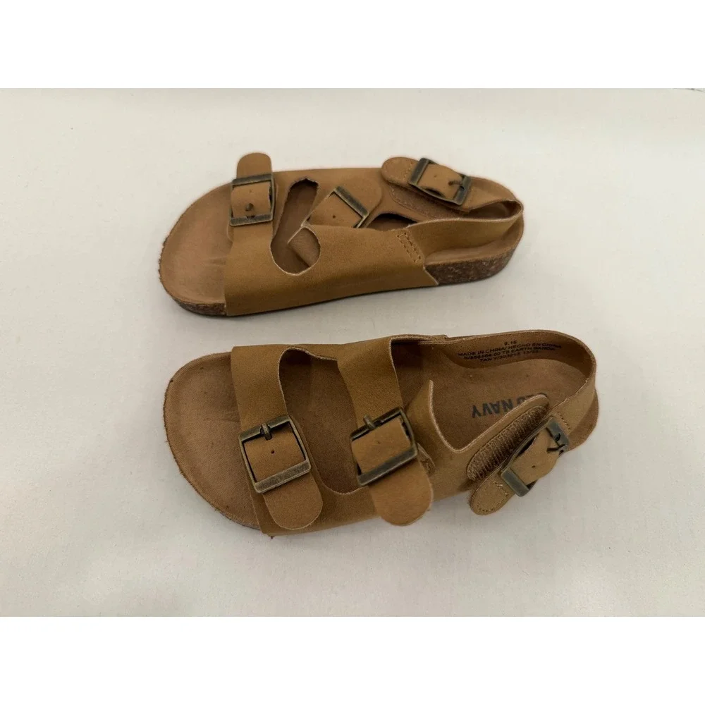 Old Navy Sandals Earth Sanda 9‎ Tan Faux Suede Double Strap Buckle Toddler Shoes